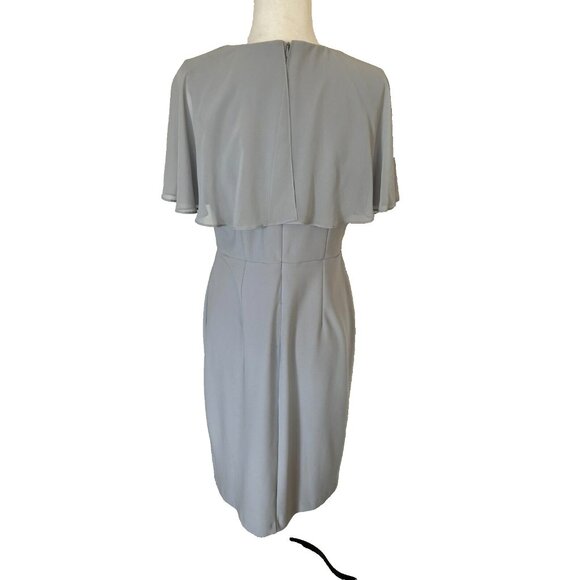 JOSEPH RIBKOFF Dress Size 12 Grey Frost Layered Shoulder Fabric Midi Lined Gray - Picture 7 of 8